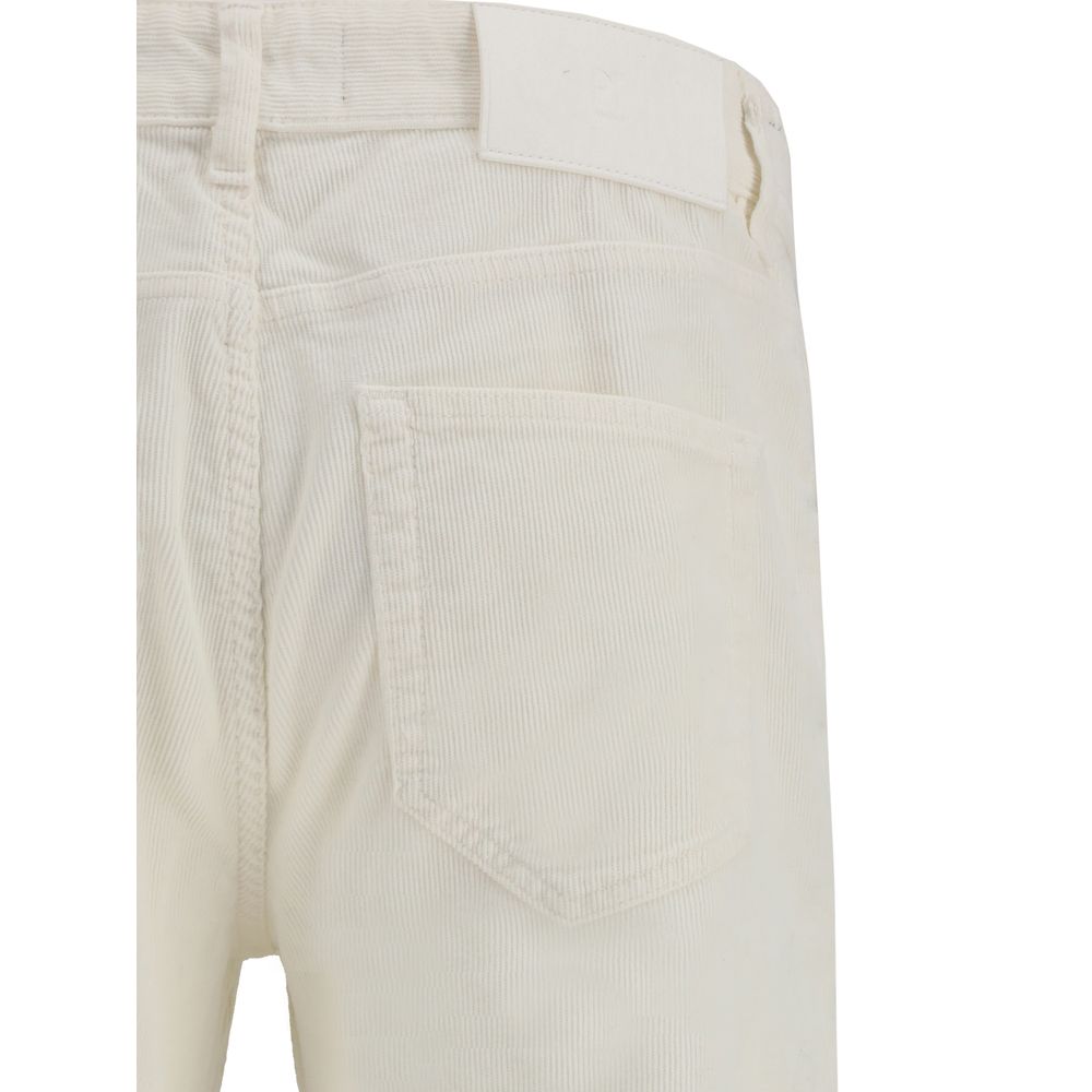 Rear view of PT Torino White Cotton Pants showcasing pocket and signature leather patch detail.