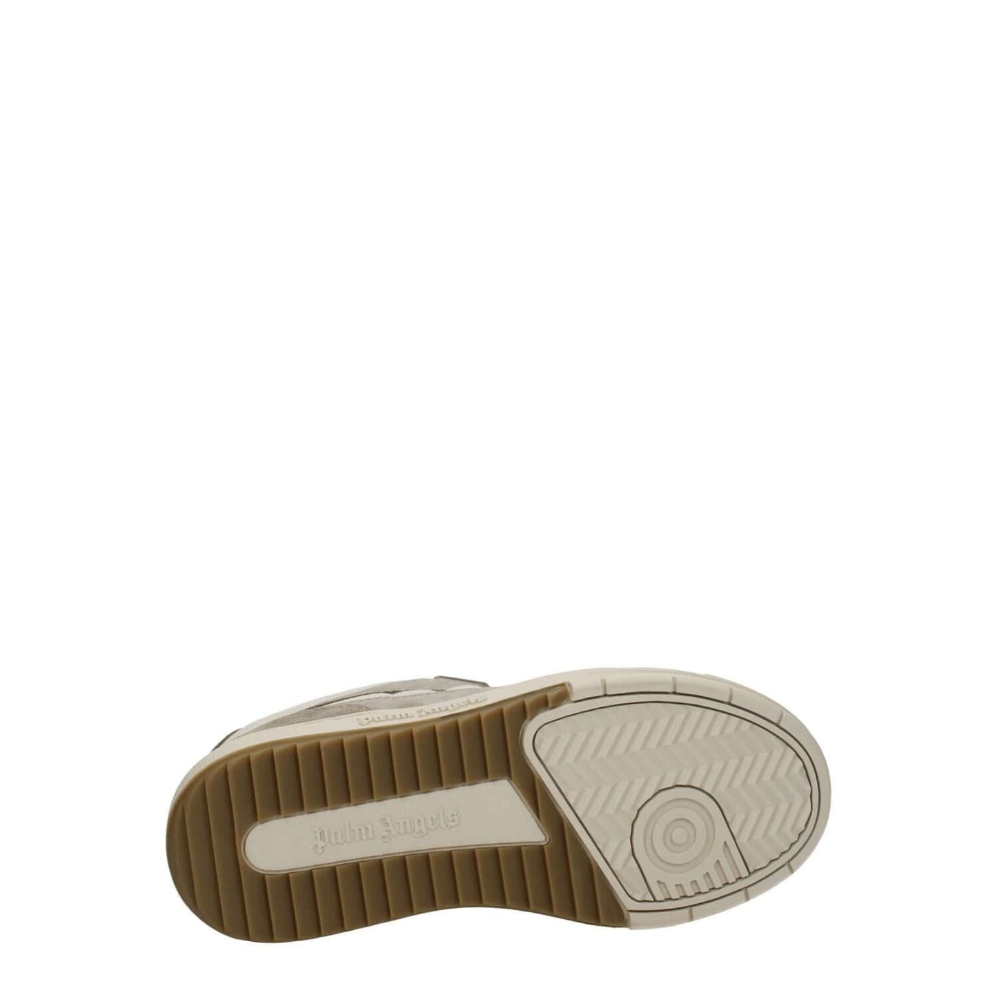 Sole view of Palm Angels Beige Fabric Low Top Sneakers with rubber sole. MPN: PWIA049FAB0010162.