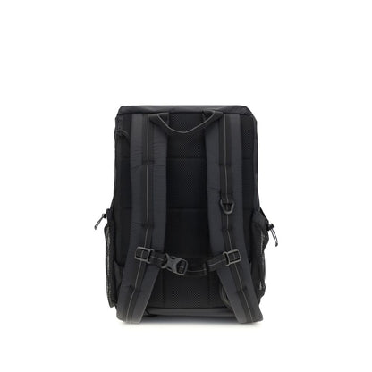 Back view of Parajumpers Black Nylon Backpack with padded adjustable straps and mesh inserts