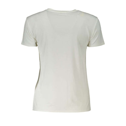Back view of Patrizia Pepe White Organic Cotton Women T-Shirt showcasing its soft, sustainable fabric.