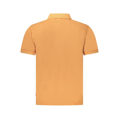 Back view of Pepe Jeans Orange Cotton Men Polo Shirt, short-sleeved, 100% cotton, with classic collar and sophisticated look.