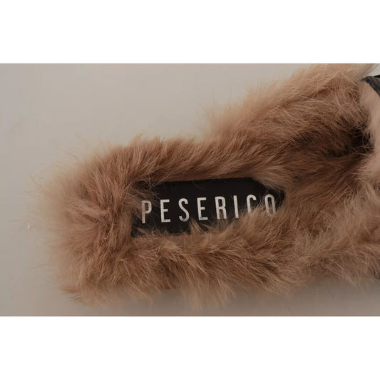 Peserico Black Leather Fur Perforated Slip On Flats Shoes 1728,67345645728,Black,EU37/US7,Flat Shoes - Women - Shoes,Material: Leather,Peserico,Preowned / Defect,Shoes,Women,Women - Shoes LA9373-37