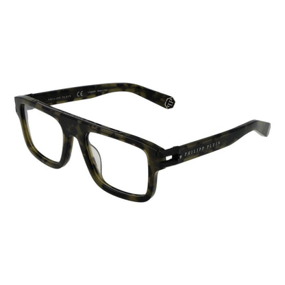 Philipp Plein Green Titanium Glasses (Frames) full-rim square style for men with demo lenses in branded case.