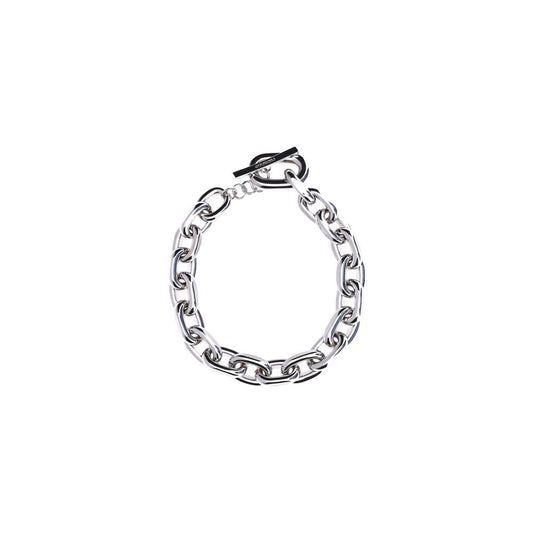 Rabanne Silver Aluminum Necklace with bold oversized XL links and adjustable clasp, perfect for statement and sophisticated looks.