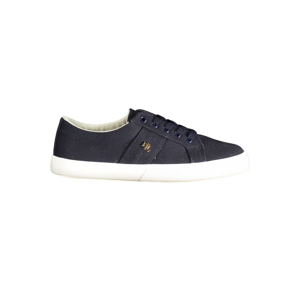 Ralph Lauren Blue Cotton Women Sneaker with white sole, elegant design, and logo detail, perfect for comfort and style.