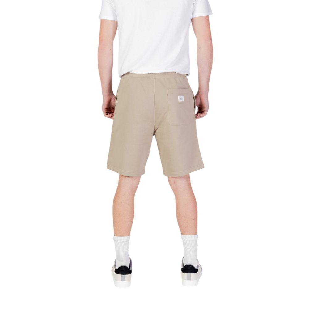 Back view of Replay Beige Cotton Bermuda Shorts with elastic waistband and regular fit, perfect for casual summer style.