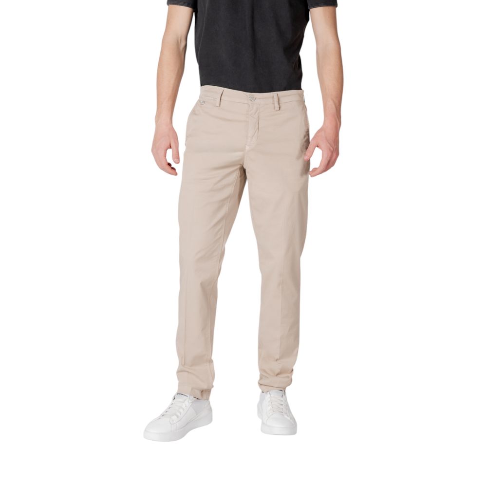 Replay Beige Cotton Casual Pants for men in a regular comfort fit, showcasing versatile style and durable material.