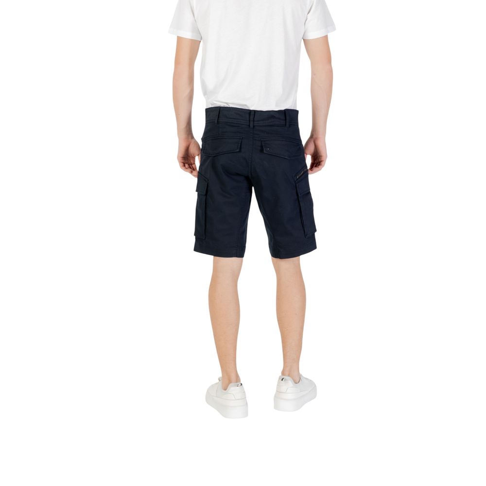 Rear view of Replay Blue Cotton Bermuda Shorts with practical side pockets, perfect for summer comfort and style.