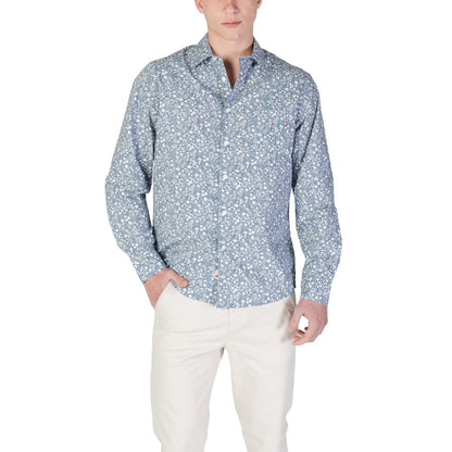 Replay Light Blue Cotton Pattern Shirt with floral design and long sleeves, perfect for casual and refined looks