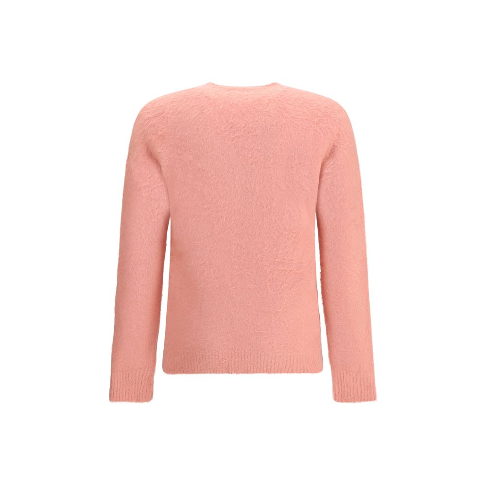 Roberto Collina Multicolor Cotton Sweatshirt with ribbed crew neck, hem, and cuffs in a soft pink hue for elegant winter style.
