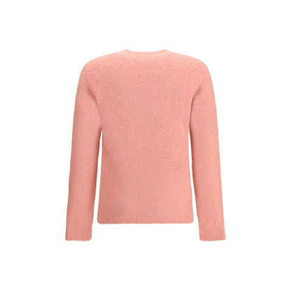 Roberto Collina Multicolor Cotton Sweatshirt with ribbed crew neck, hem, and cuffs in a soft pink hue for elegant winter style.