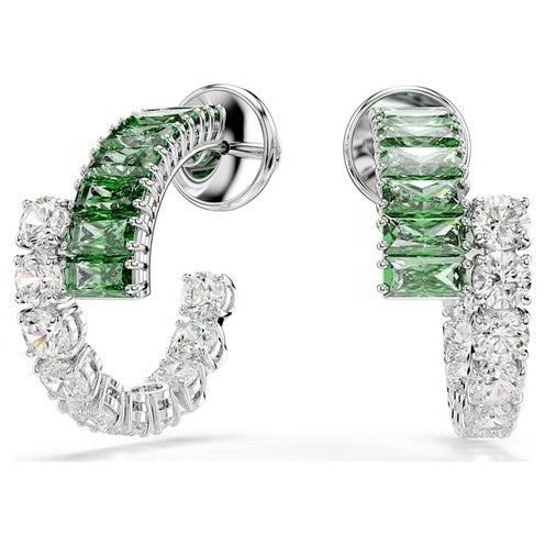 SWAROVSKI JEWELS JEWELRY Mod. 5732264 silver and green hoop earrings