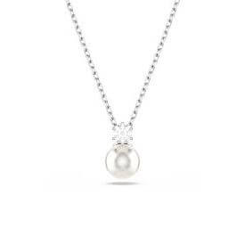 Elegant SWAROVSKI Mod. 5693897 pendant necklace from the Matrix Collection featuring a white crystal pearl on a delicate chain.