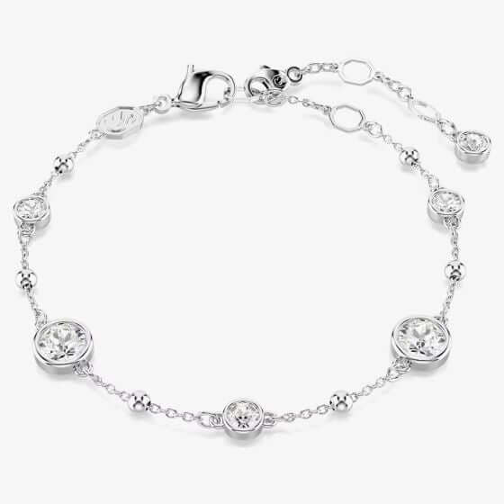 SWAROVSKI Mod. 5696079 Imber Bracelet, round cut gemstones, rhodium plated chain, elegant jewelry design