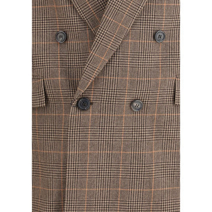 Saint Laurent Beige Wool Blazer with double-breasted design and six-button closure.