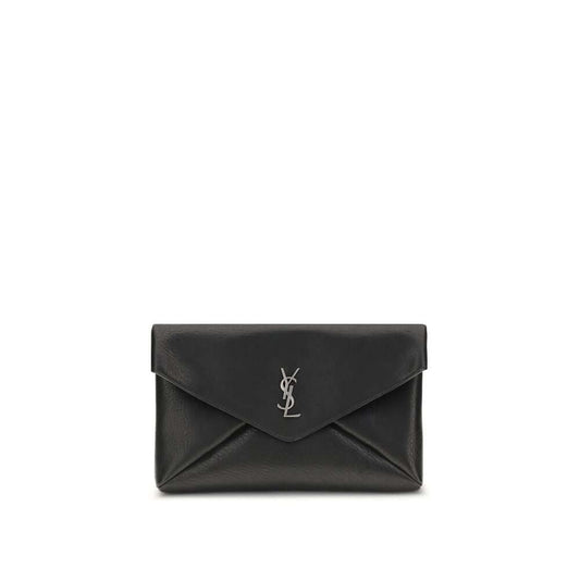 Saint Laurent Black Calf Leather Bos Taurus Clutch Bag