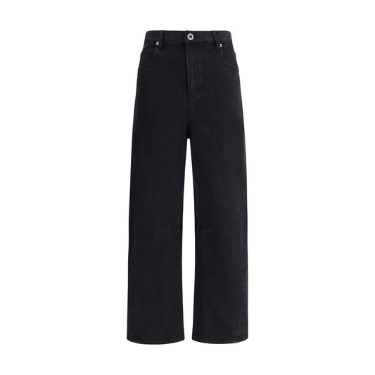 Self-Portrait Black Cotton High-Waisted Jean with barrel leg and five pockets, showcasing modern style and functionality for AW25 season.