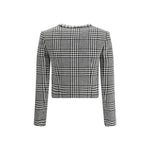 Back view of Self-Portrait Check Blazer with houndstooth pattern and rhinestone-embellished neckline for a modern, sophisticated look.