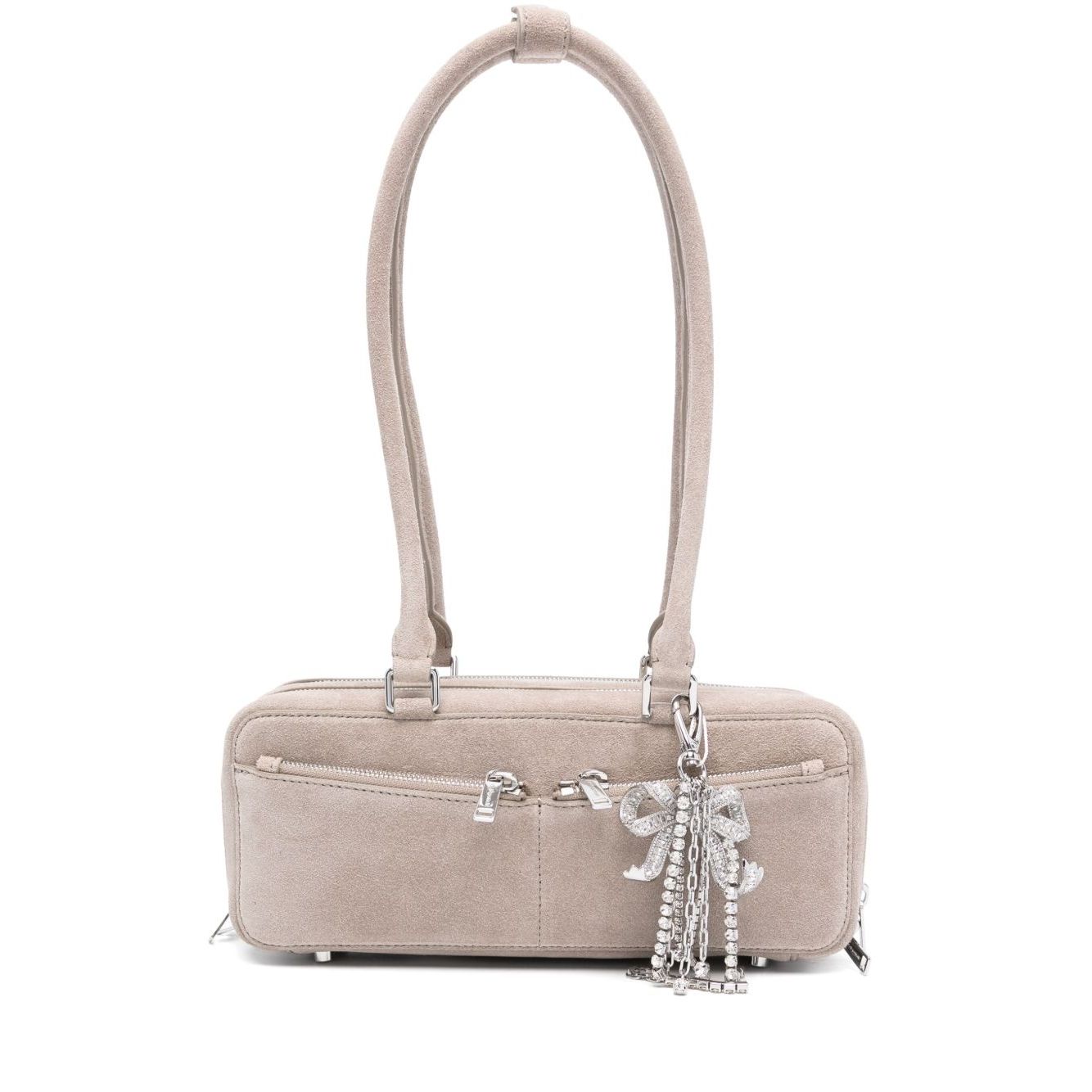 Self-Portrait suede baguette shoulder bag