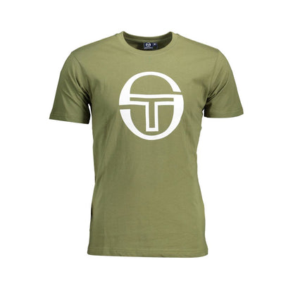 Sergio Tacchini Green Cotton Men T-Shirt with logo print, short-sleeve, crew neck, premium comfort and style
