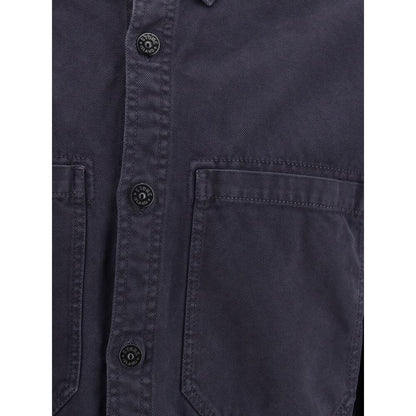 Stone Island Blue Cotton Dress Shirt
