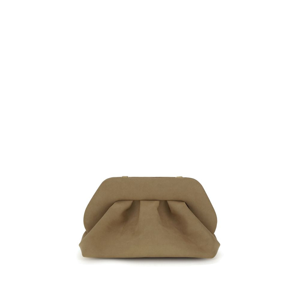 THEMOIRè Beige Other Fibres Clutch Bag with detachable strap and magnetic closure, eco-friendly design made from sustainable materials.