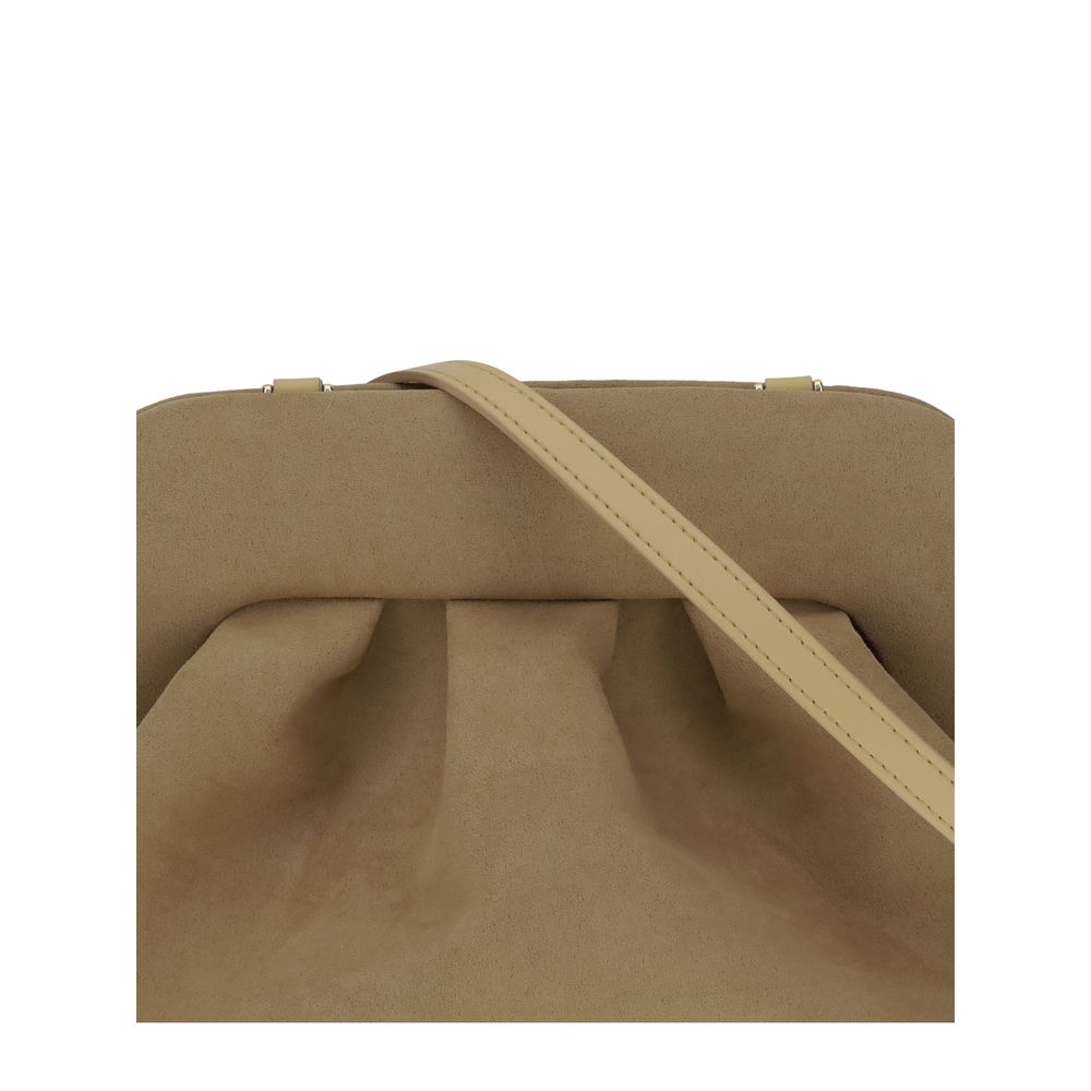 THEMOIRè Beige Other Fibres Clutch Bag with detachable shoulder strap and magnetic closure, made from eco-friendly materials.