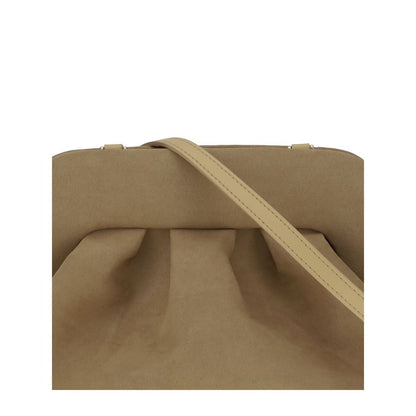 THEMOIRè Beige Other Fibres Clutch Bag with detachable shoulder strap and magnetic closure, made from eco-friendly materials.