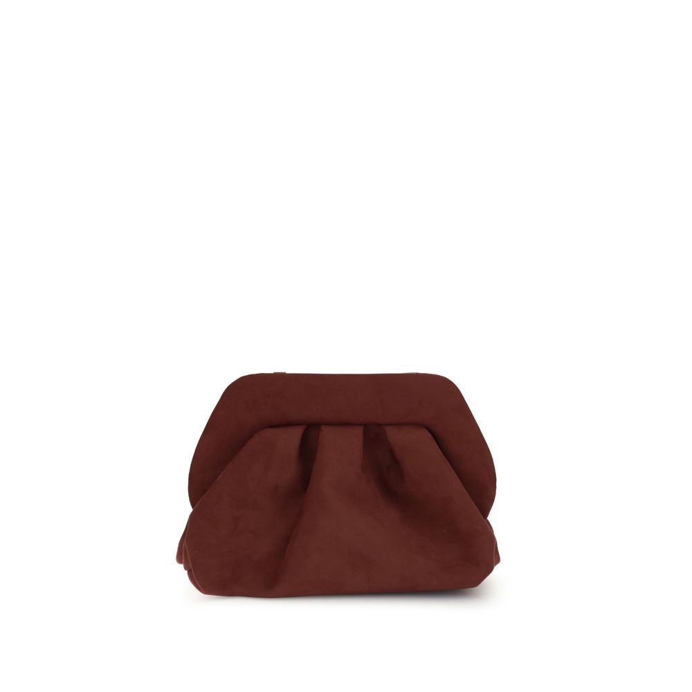 THEMOIRè Brown Other Fibres Clutch Bag with detachable strap and magnetic closure.