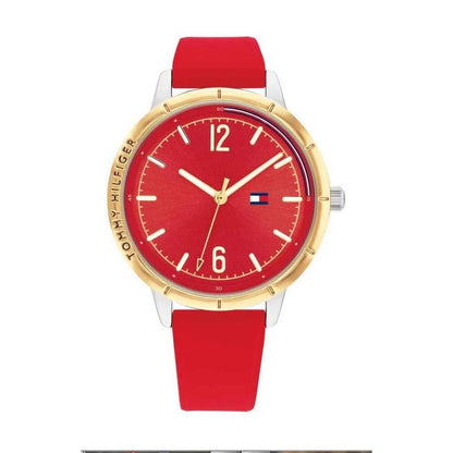 TOMMY HILFIGER Mod. 1782561 Quartz Analog Lady's Watch, Red Dial, Mineral Material, 3 ATM Water Resistant, in Official Packaging