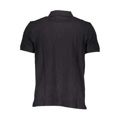 Back view of Timberland Black Cotton Polo Shirt, short-sleeved, regular fit with embroidery, crafted from 100% organic cotton.