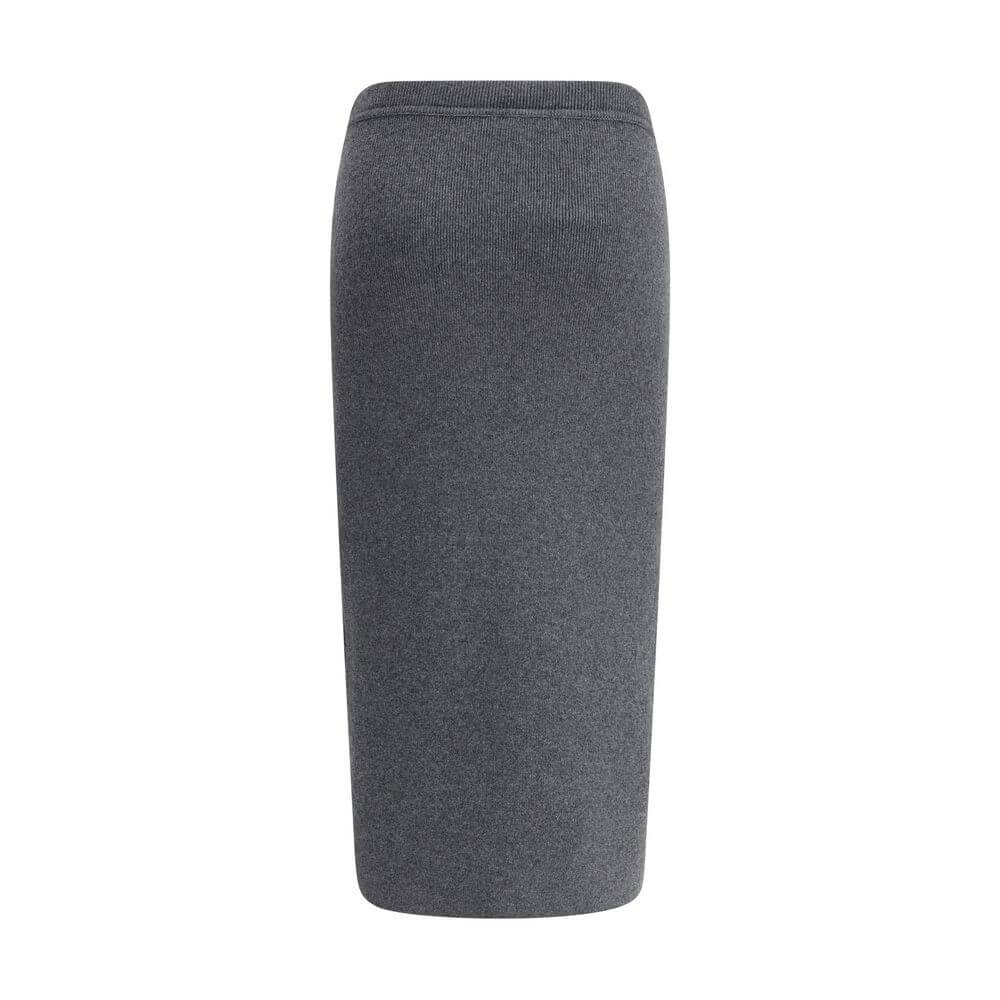 Tom Ford Gray Cashmere Long Skirt with ribbed waistband showcasing luxury and simplicity in a soft wrap-around design for elegant looks.