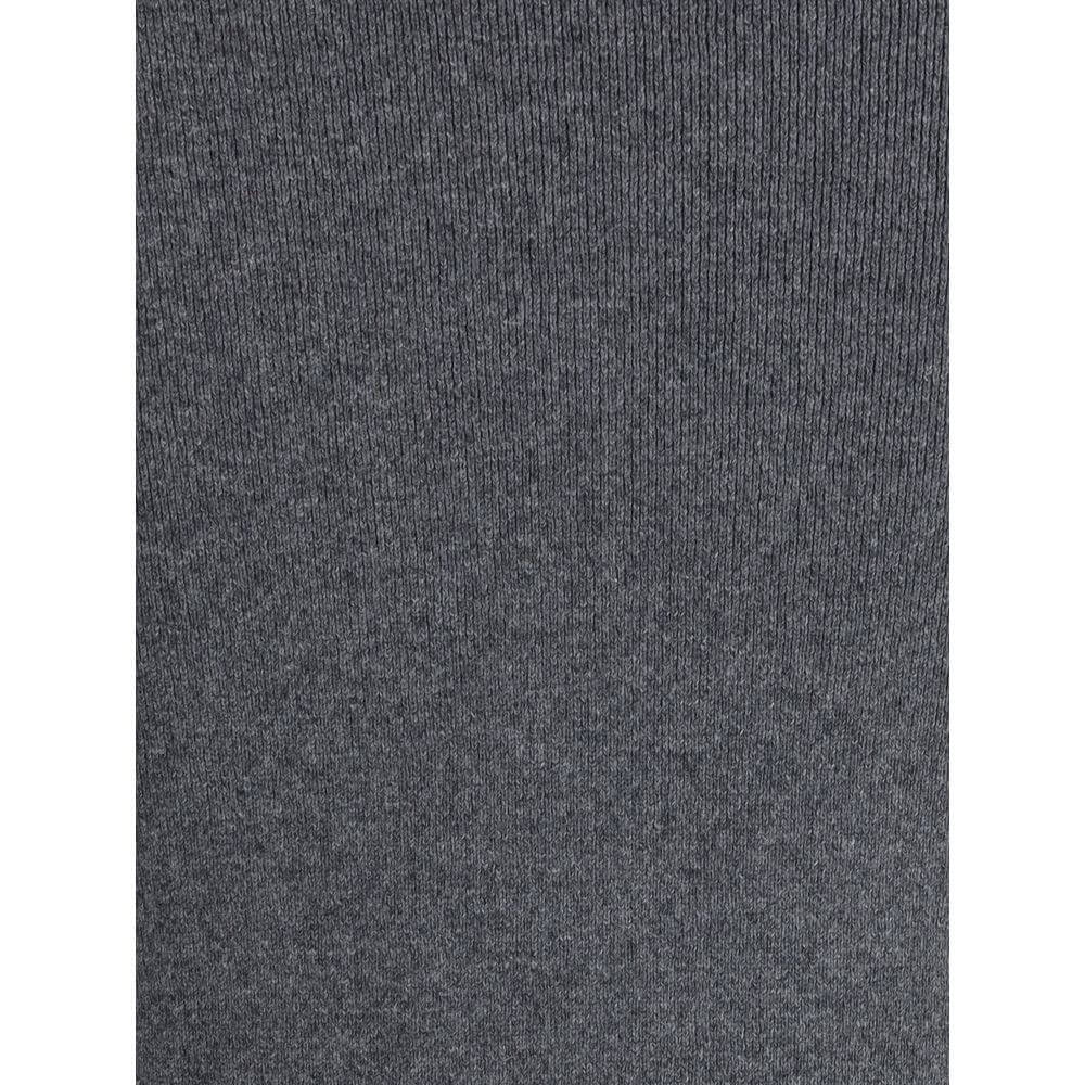 Close-up of Tom Ford Gray Cashmere Long Skirt texture highlighting the elegant knit design and ribbed waistband.