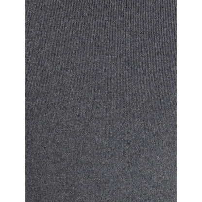 Close-up of Tom Ford Gray Cashmere Long Skirt texture highlighting the elegant knit design and ribbed waistband.