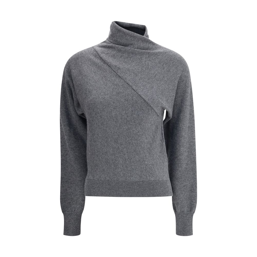 Tom Ford Gray Cashmere Turtleneck with high neck, ribbed hem and cuffs, offering luxurious comfort and timeless elegance for AW25 season.
