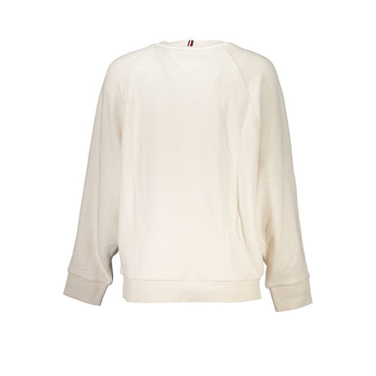 Back view of Tommy Hilfiger Beige Cotton Women Sweater with long sleeves and crew neck.