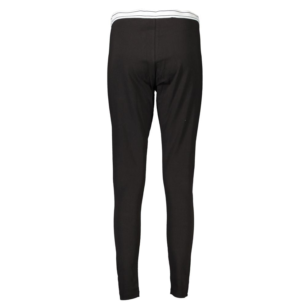 Tommy Hilfiger Black Cotton Pant with elastic waist and logo print, featuring 50% transitional cotton for comfort and style.
