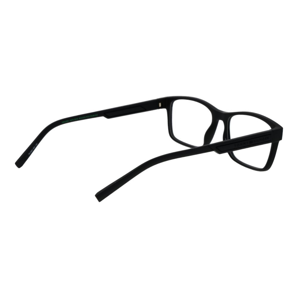 Tommy Hilfiger Black Polyamide Glasses (Frames) for men with full-rim rectangle design and spring hinge.