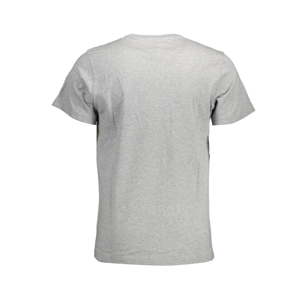 Gray cotton short-sleeve T-shirt, back view, simple design, casual wear