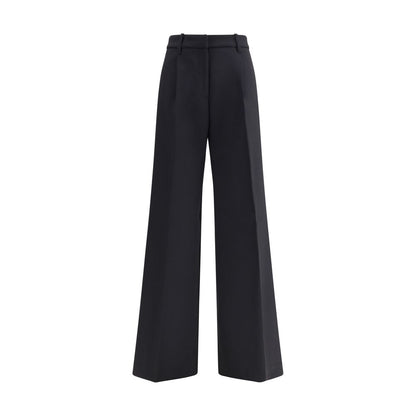 True Royal Black Wool Casual Pants with wide-leg design and high waist, featuring front zipper, hook closure, belt loops, and pockets.