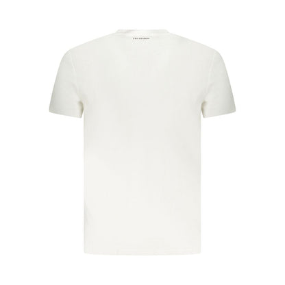 Back view of Trussardi White Cotton Men T-Shirt showcasing minimalist design