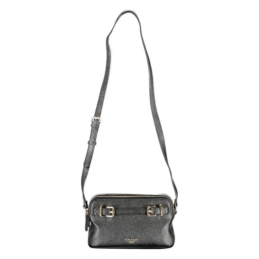 Twinset Black Polyethylene Women Handbag with adjustable strap and dual compartments for modern style and functionality.