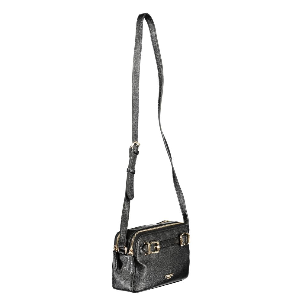Twinset Black Polyethylene Women Handbag featuring two compartments and adjustable strap, sleek and chic accessory for modern women.