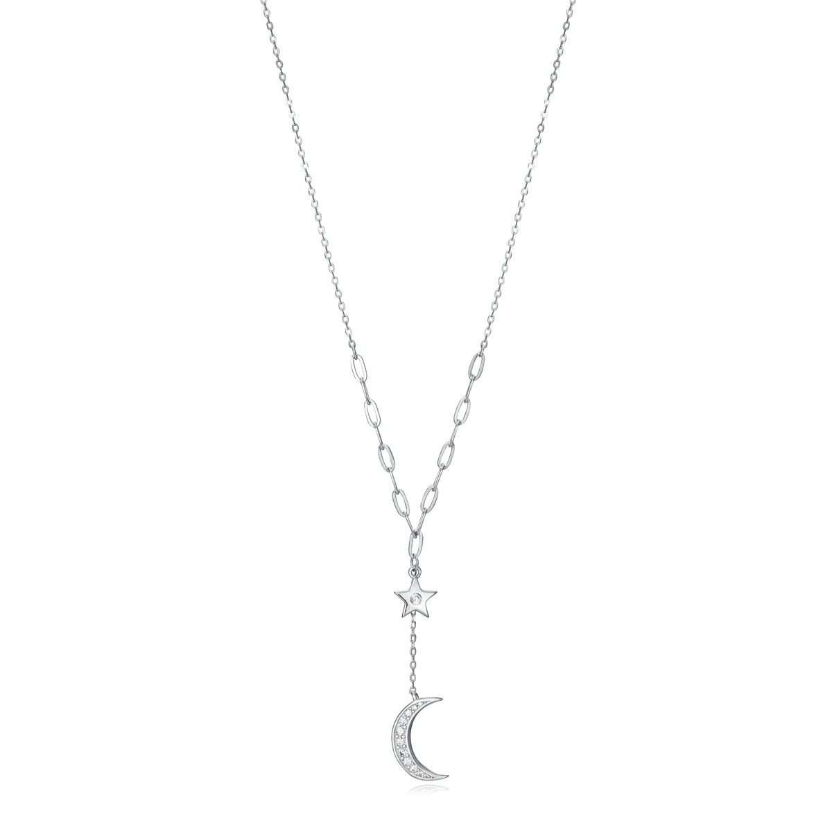 VICEROY JEWELS Mod. 13036C000-30 necklace, silver 925°, crescent moon and star design, quartz analog, 42mm, in official box.