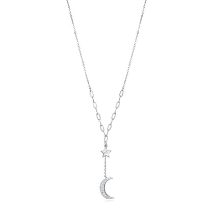 VICEROY JEWELS Mod. 13036C000-30 necklace, silver 925°, crescent moon and star design, quartz analog, 42mm, in official box.