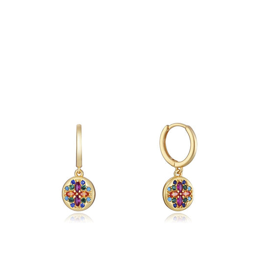Gold multi-stone earrings with circular pendant, VICEROY JEWELS Mod. 13093E100-39, Silver 925°, for ladies, comes in official box packaging.