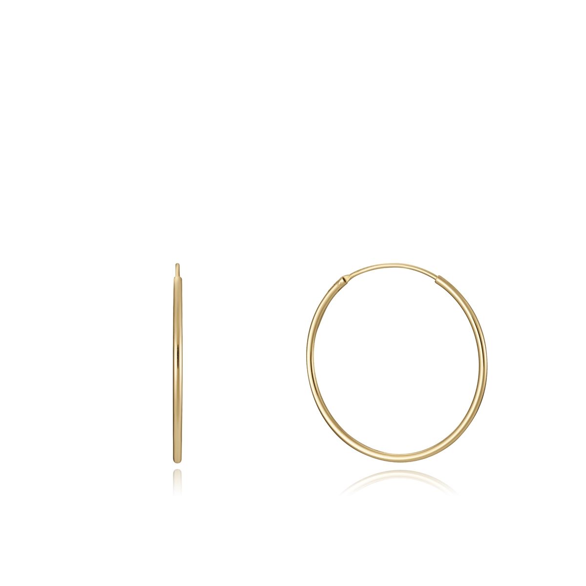 Elegant gold hoop earrings with simple design, perfect for casual or formal wear. Lightweight and stylish accessory.