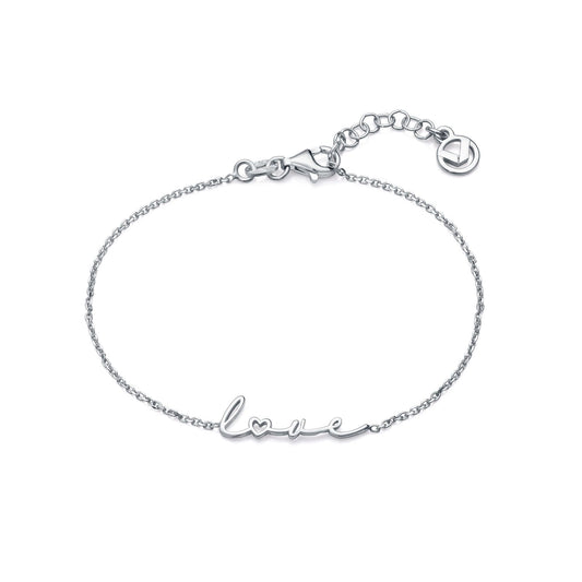 Elegant silver bracelet with 'love' script, VICEROY JEWELS Mod. 1336P000-00, designed for ladies, featuring a delicate chain design.