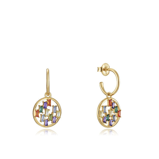 Elegant gold earrings with colorful gemstones, ideal for ladies. VICEROY JEWELS Mod. 15114E100-39, perfect for fashion elegance.