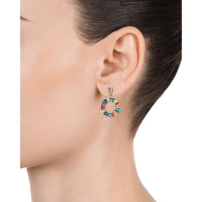 Model wearing VICEROY JEWELS Mod. 15115E000-39 silver earrings with colorful accents, showcasing elegant design. Perfect for ladies.